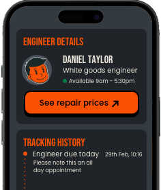 Track My Repair phone app showing repair status
